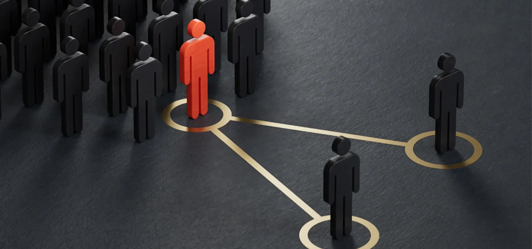 Business succession planning concept showing a leader connected to future successors